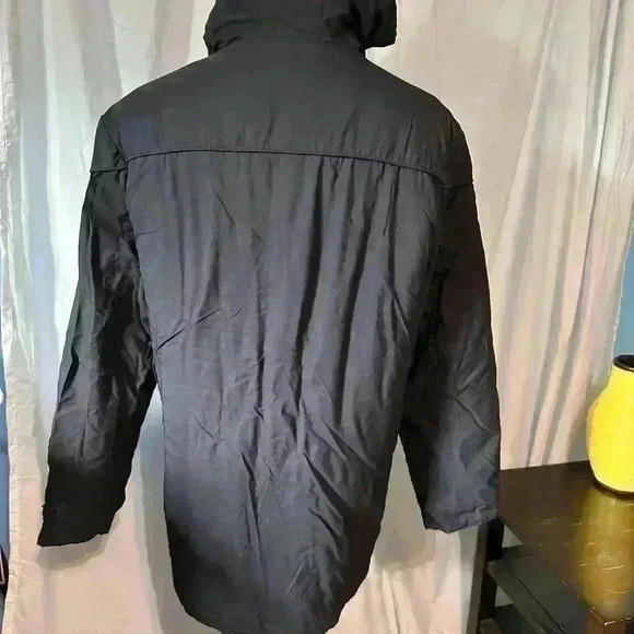 Shine Original Denim Tailoring Long Jacket. Black. Hooded. Warm. Size 2XL. - Picture 7 of 10